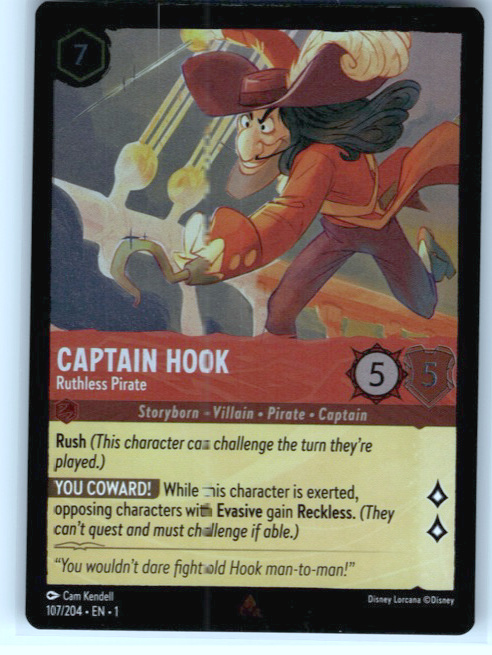 Captain Hook - Ruthless Pirate #107/204 (Rare) Cold Foil Near Mint
