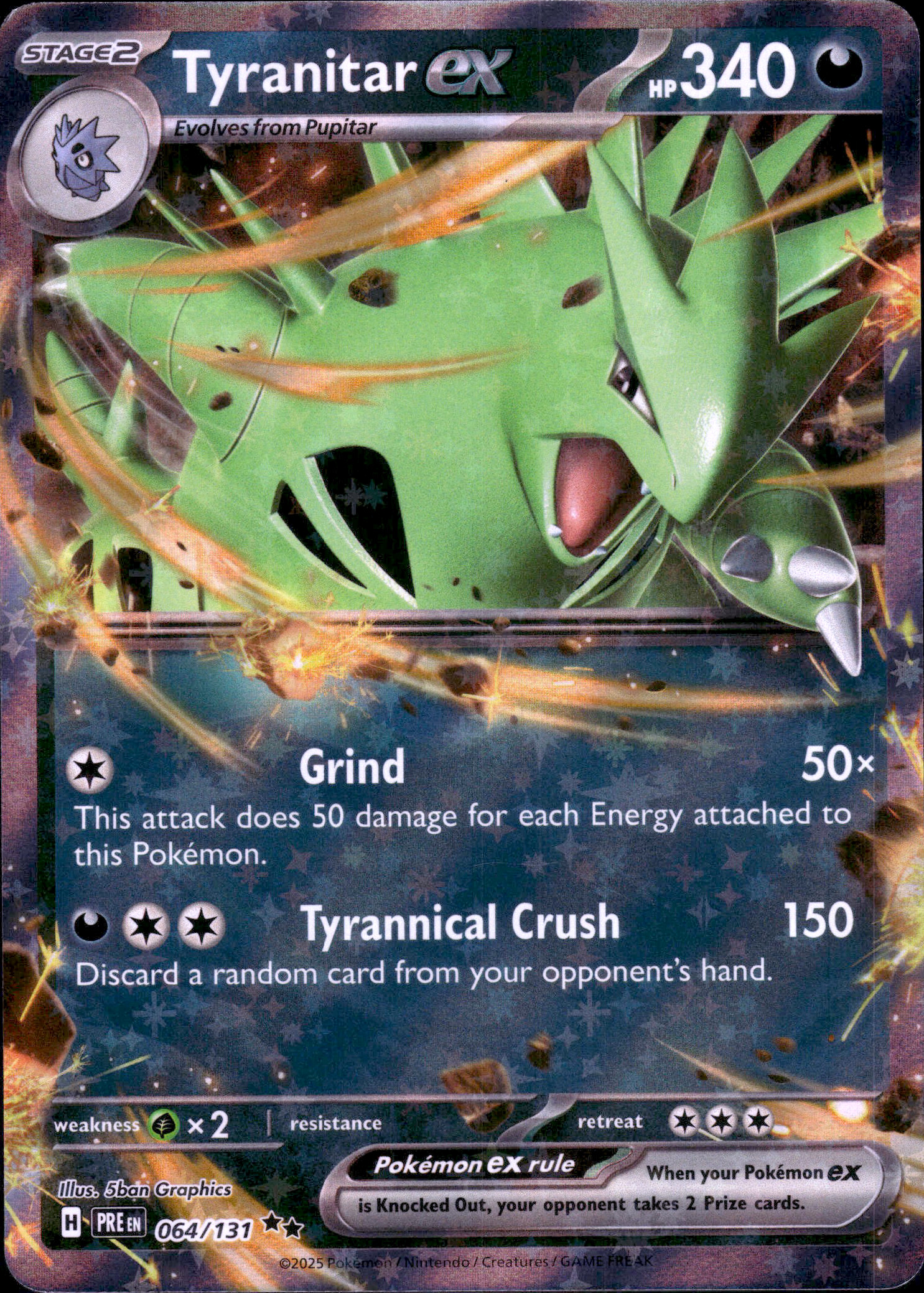 Tyranitar ex (Prismatic Evolutions Stamp) #064/131 (RR) Holo Mint