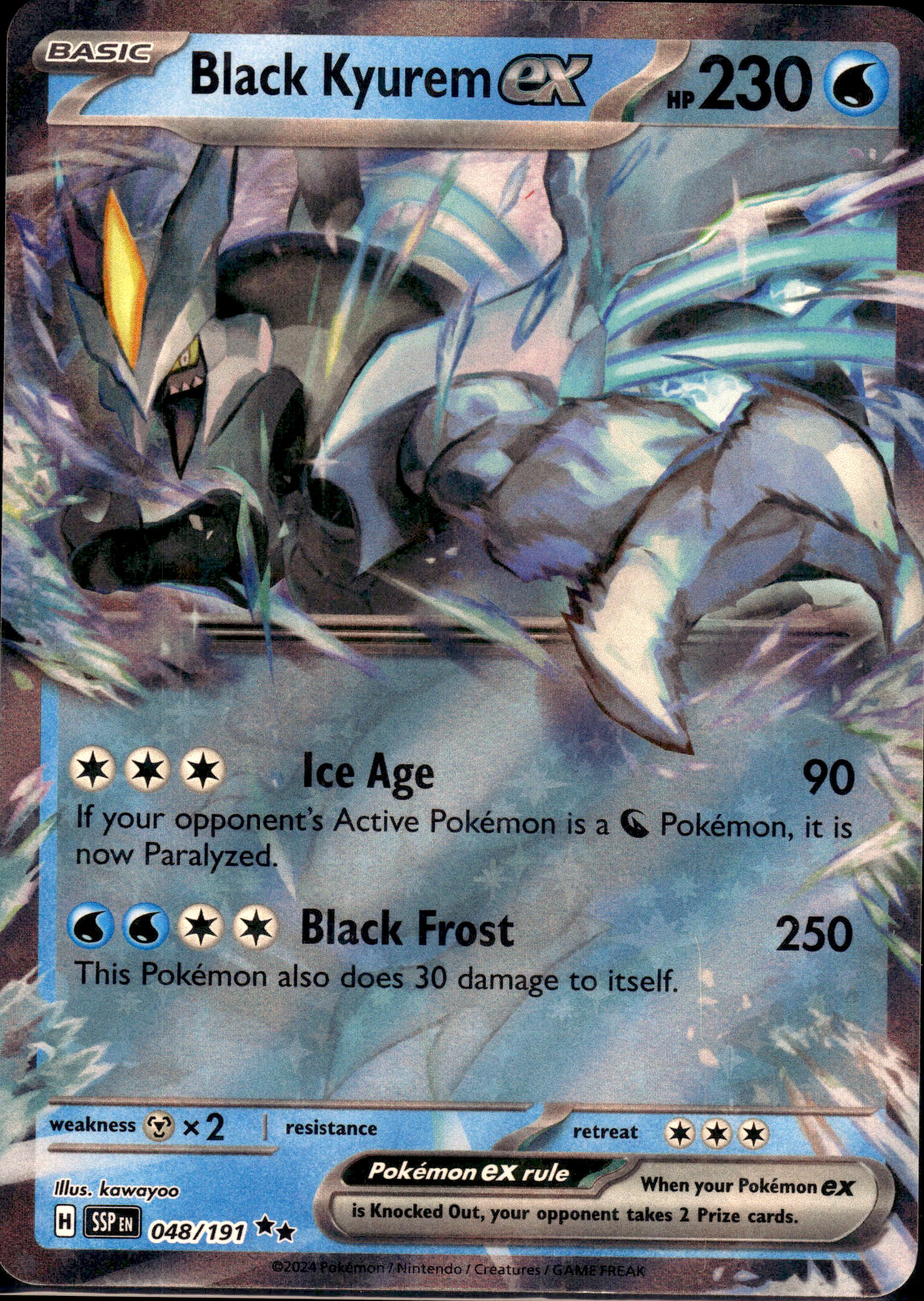 Black Kyurem ex (Surging Sparks Stamped) #048/191 (RR) Holo Mint