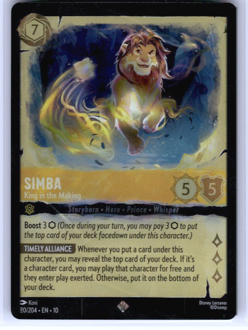 Simba - King in the Making #20/204 (Super Rare) Cold Foil Near Mint