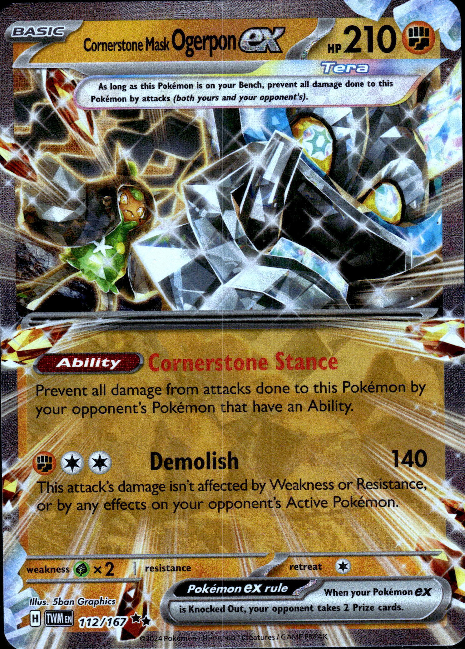Cornerstone Mask Ogerpon ex #112/167 (RR) Holo Mint