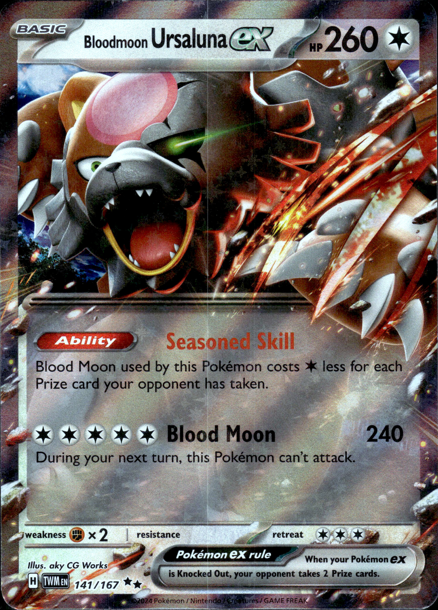 Bloodmoon Ursaluna ex #141/167 (RR) Holo Mint