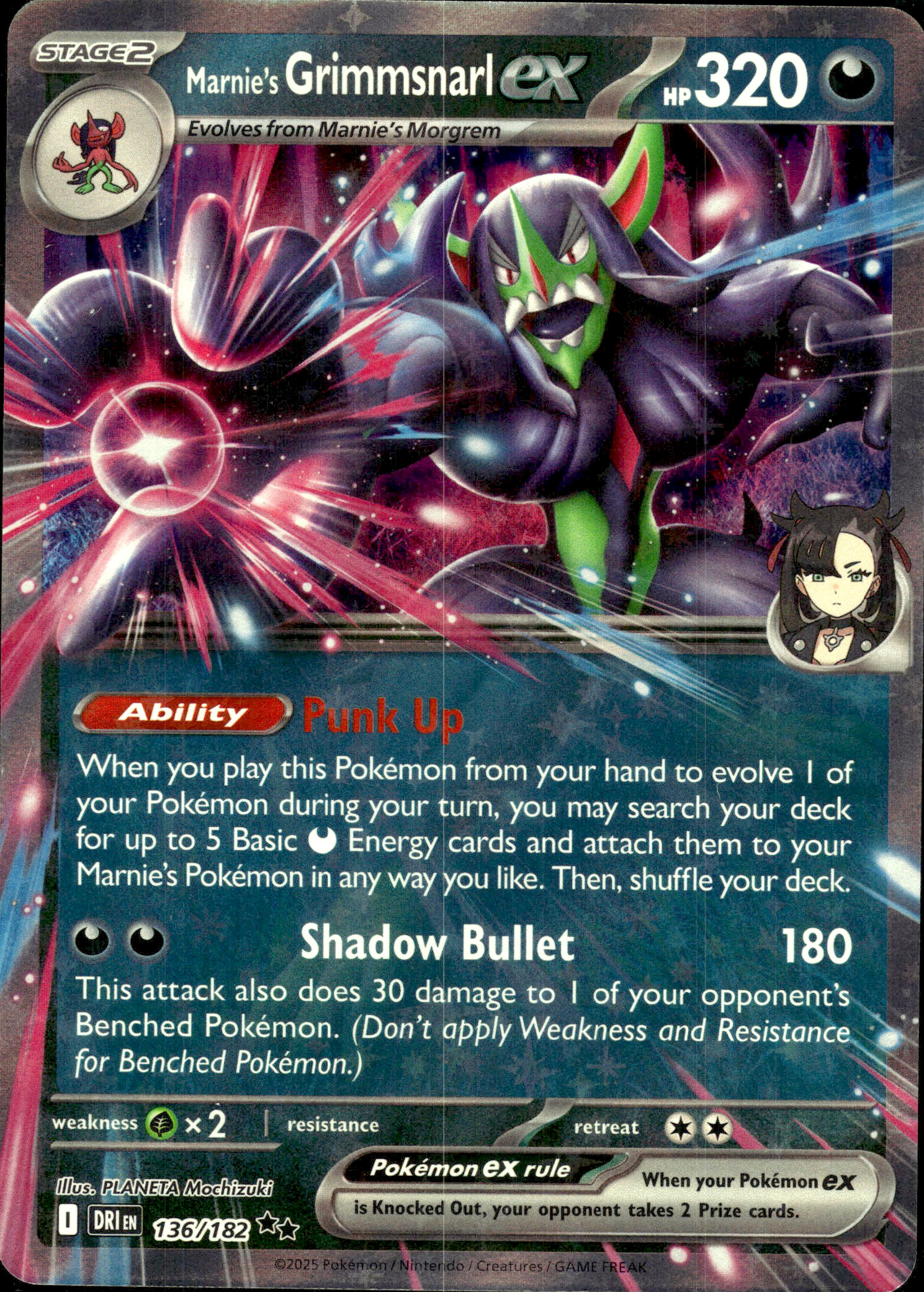 Marnie's Grimmsnarl ex #136/182 (RR) Holo Mint
