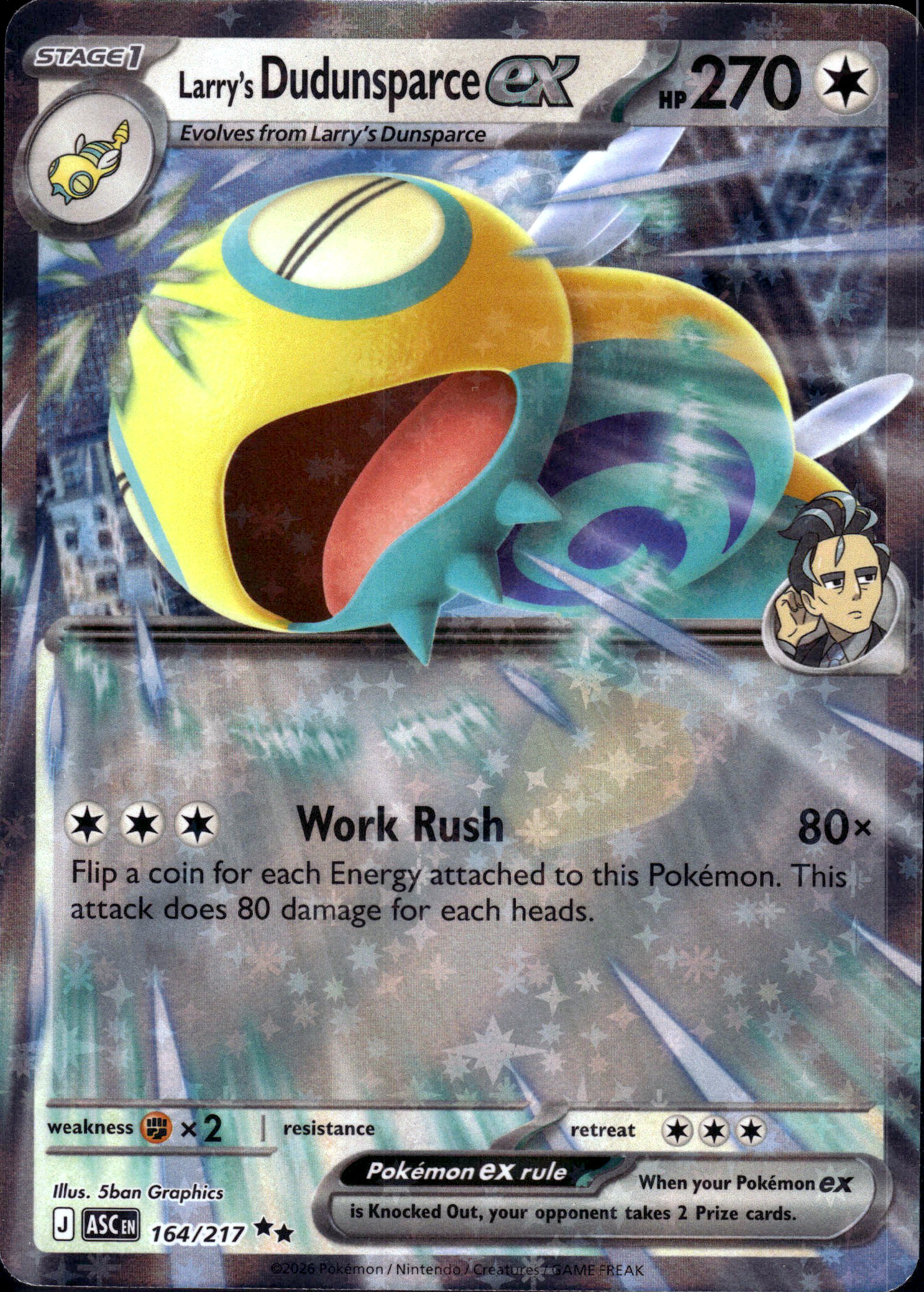 Larry's Dudunsparce ex #164/217 (RR) Holo Mint