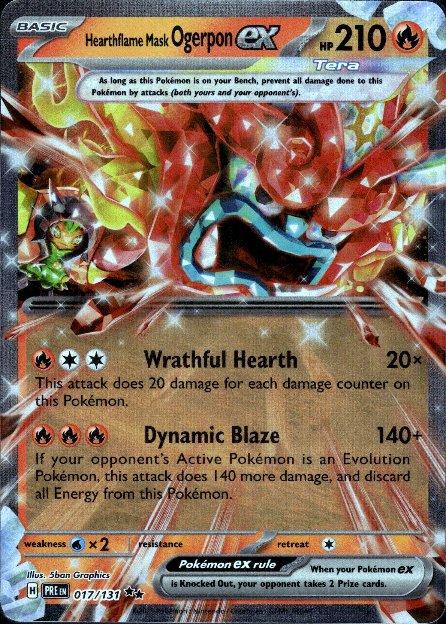 Hearthflame Mask Ogerpon ex #017/131 (RR) Holo Mint