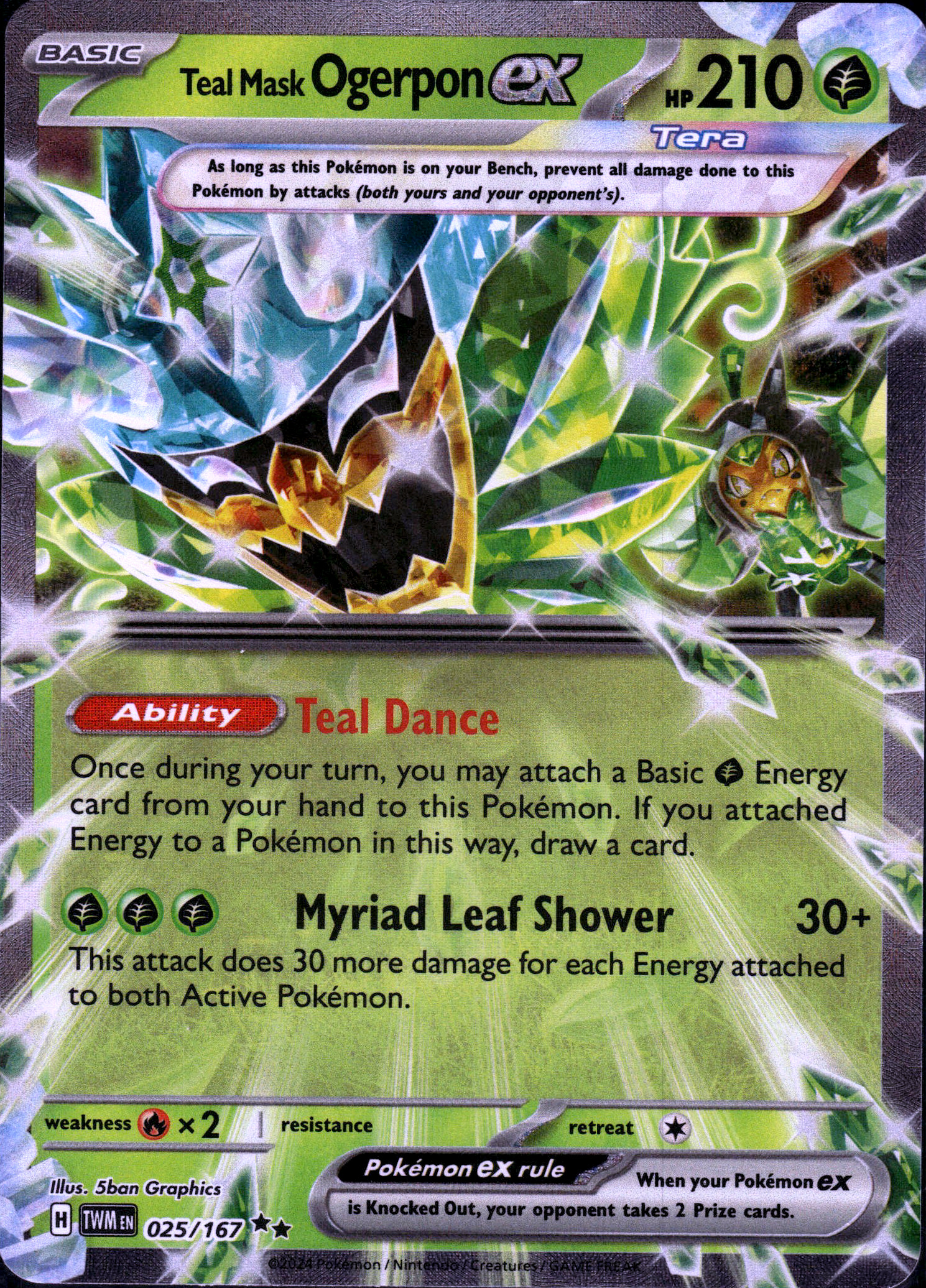 Teal Mask Ogerpon ex #025/167 (RR) Holo Mint