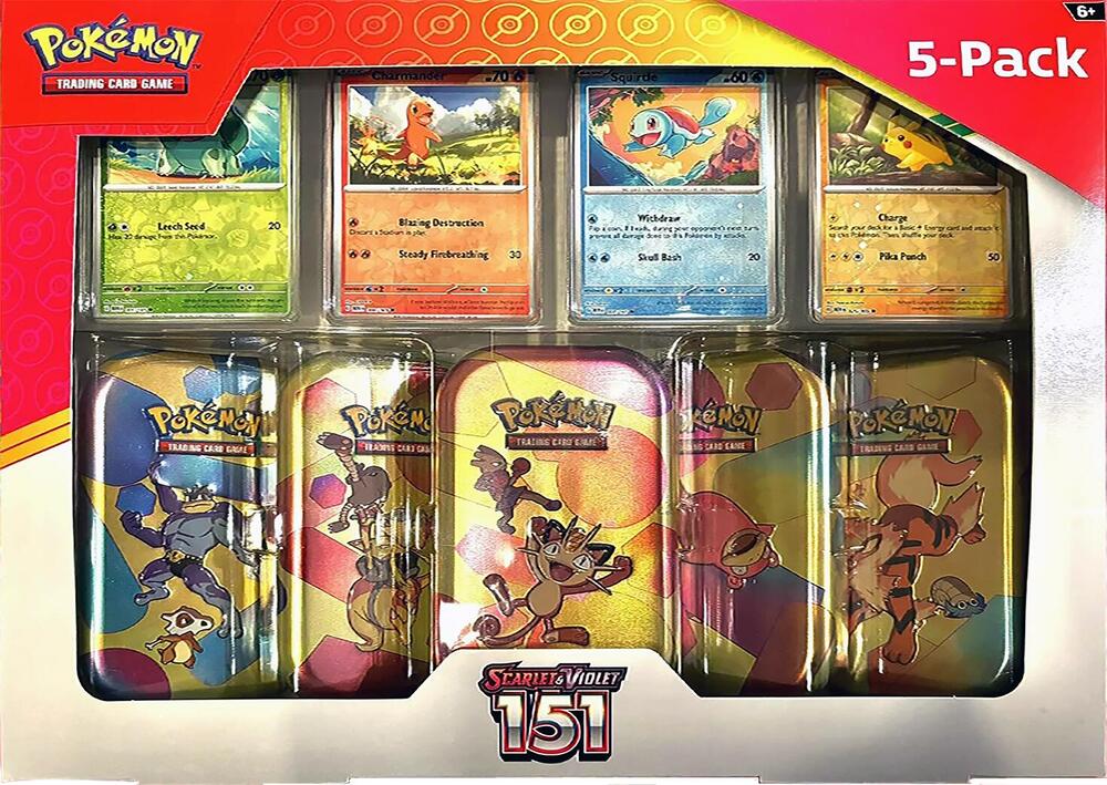 Pokémon Miscellaneous Cards & Products Costco Pokemon Scarlet and Violet 151 Mini Tin 5 pack Meowth