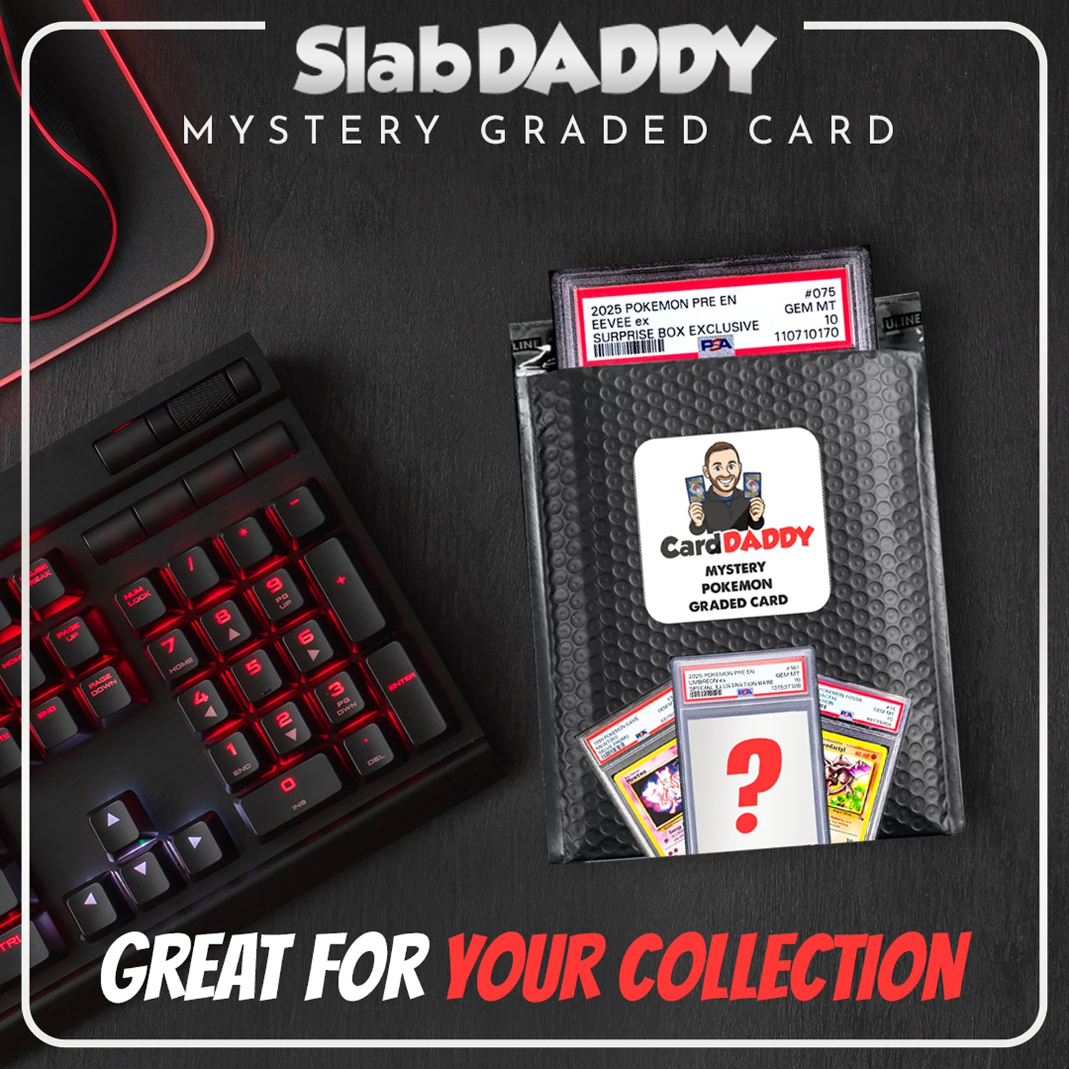 CardDADDY Mystery Graded Pokémon Card – PSA or CGC Slab | Guaranteed Graded Card | Chase Potential